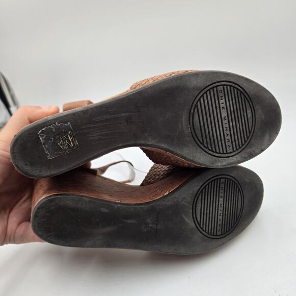 Chie Mihara Cork Wedge Platform Brown Leather Sandals Heel 4.5" Size 39 US 8.5 - Picture 6 of 8